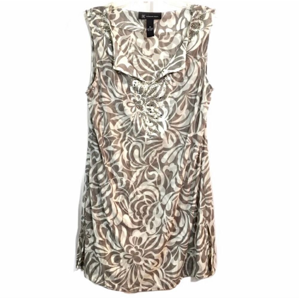 INC International Concepts Embellished Sheer Nylon Tunic Top Size Medium